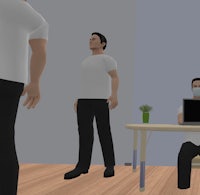 a 3d image of a man and a woman in a room